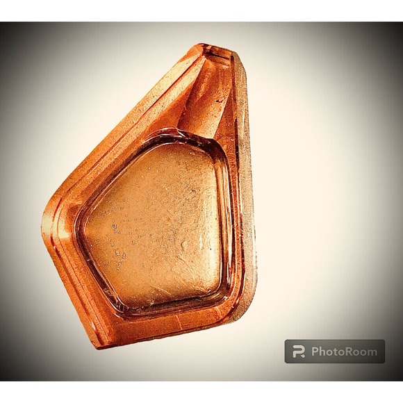 Art Deco MCM Geometric Triangular Diamond Coral Glass Ashtray - Picture 2 of 6